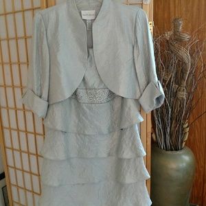 David's Bridal Silver Formal w/Jacket